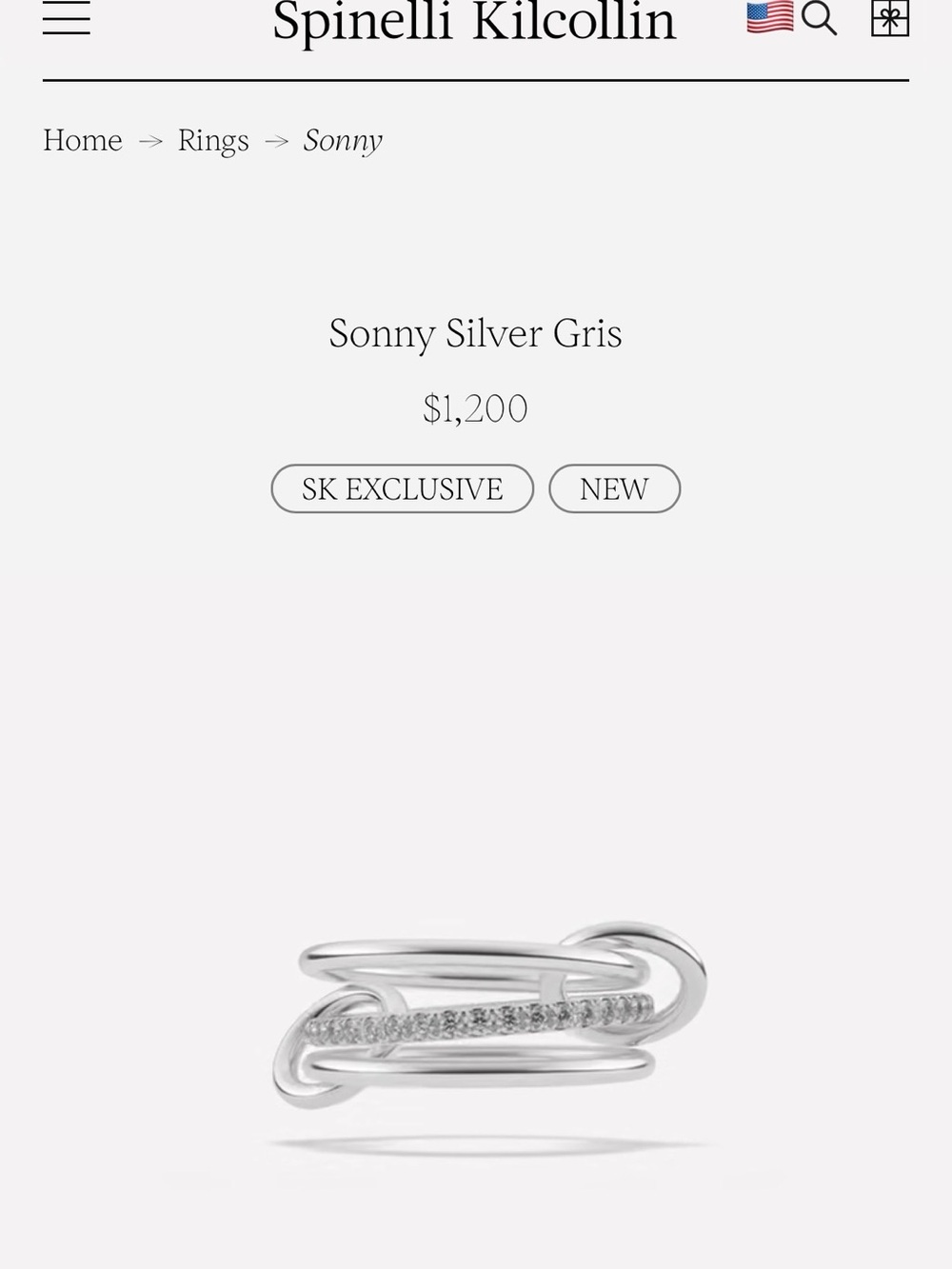 Spinelli Kilcollin Sonny Silver Gris Ring - Silver